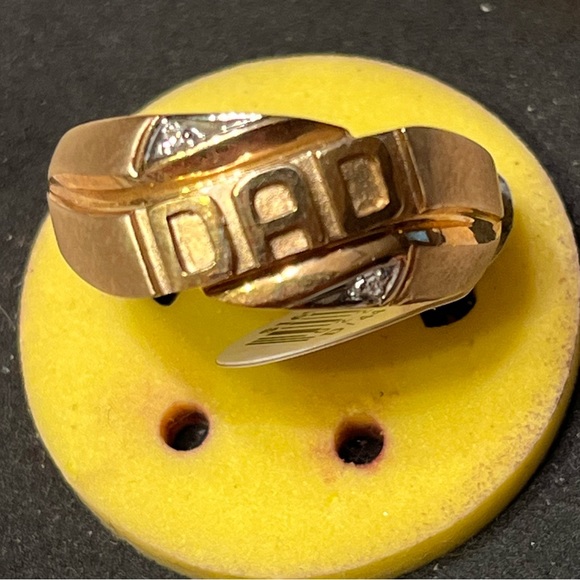 Dad Ring 10 karat yellow gold 10k .02 diamond - Picture 2 of 5